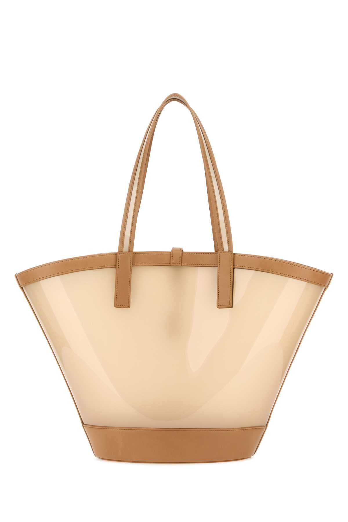 Saint Laurent Women Two-Tone Vinyl And Leather Panier Shopping Bag