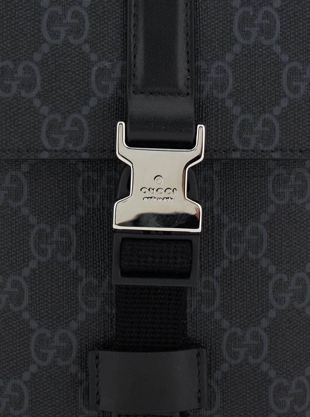 Gucci Men Black Crossbody Bag With All-Over Gg Print In Tech Fabric And Cotton Blend Man