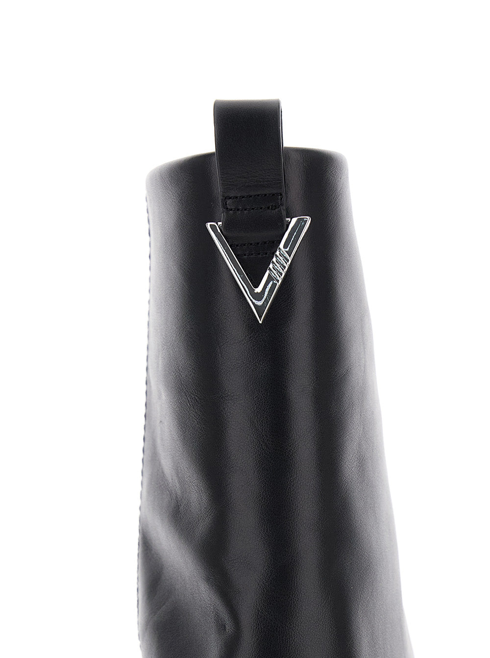The Attico Women Boots 'Robin' With Square Toe And Logo Plate On The Back In Black Leather For Women
