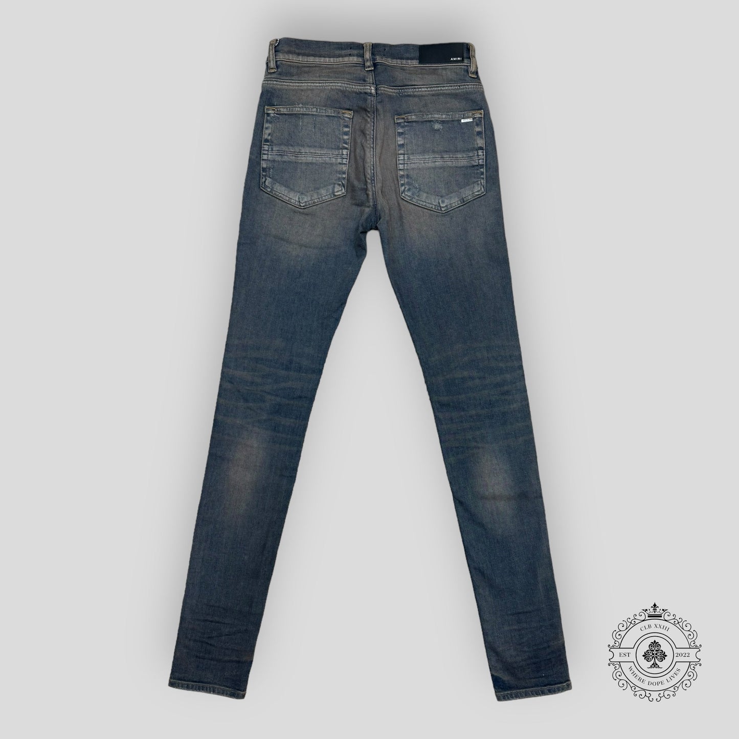 Amiri MX1 Plaid Patch Jeans in Dark Indigo