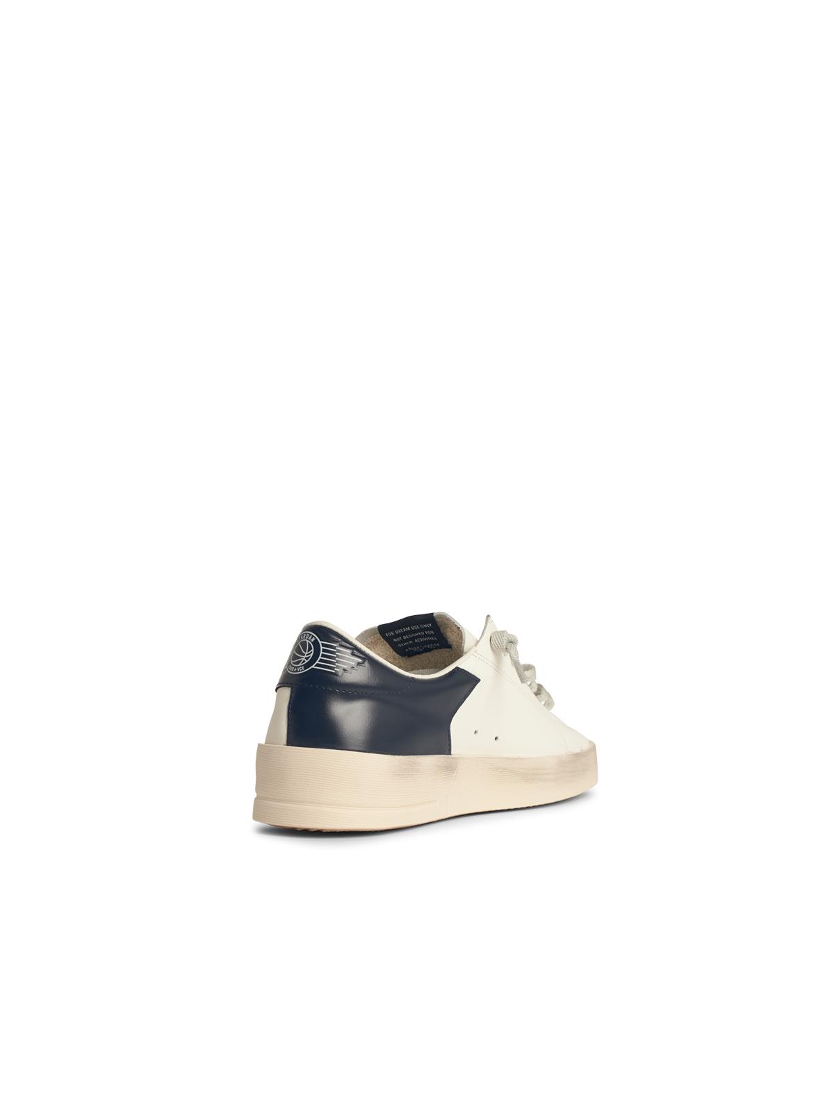 Golden Goose Men's Standard In White Leather With Grey Suede Star And Blue Leather Heel Men