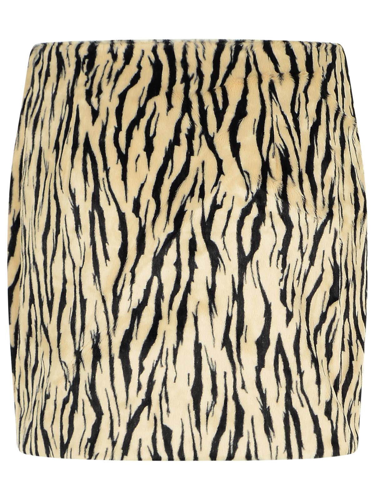 Rotate Printed Faux Fur Skirt Women