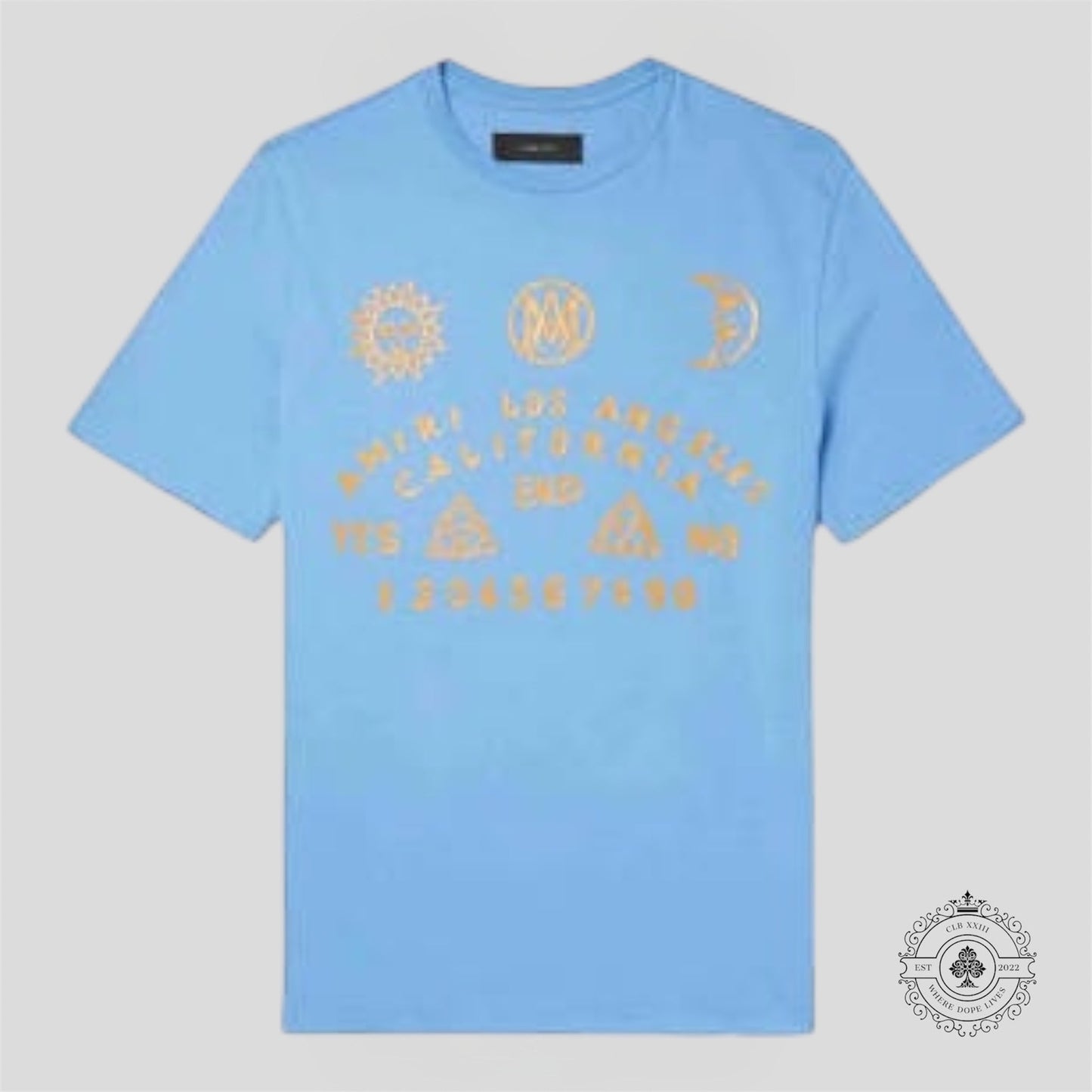Amiri Ouija Board Tee in Carolina Blue