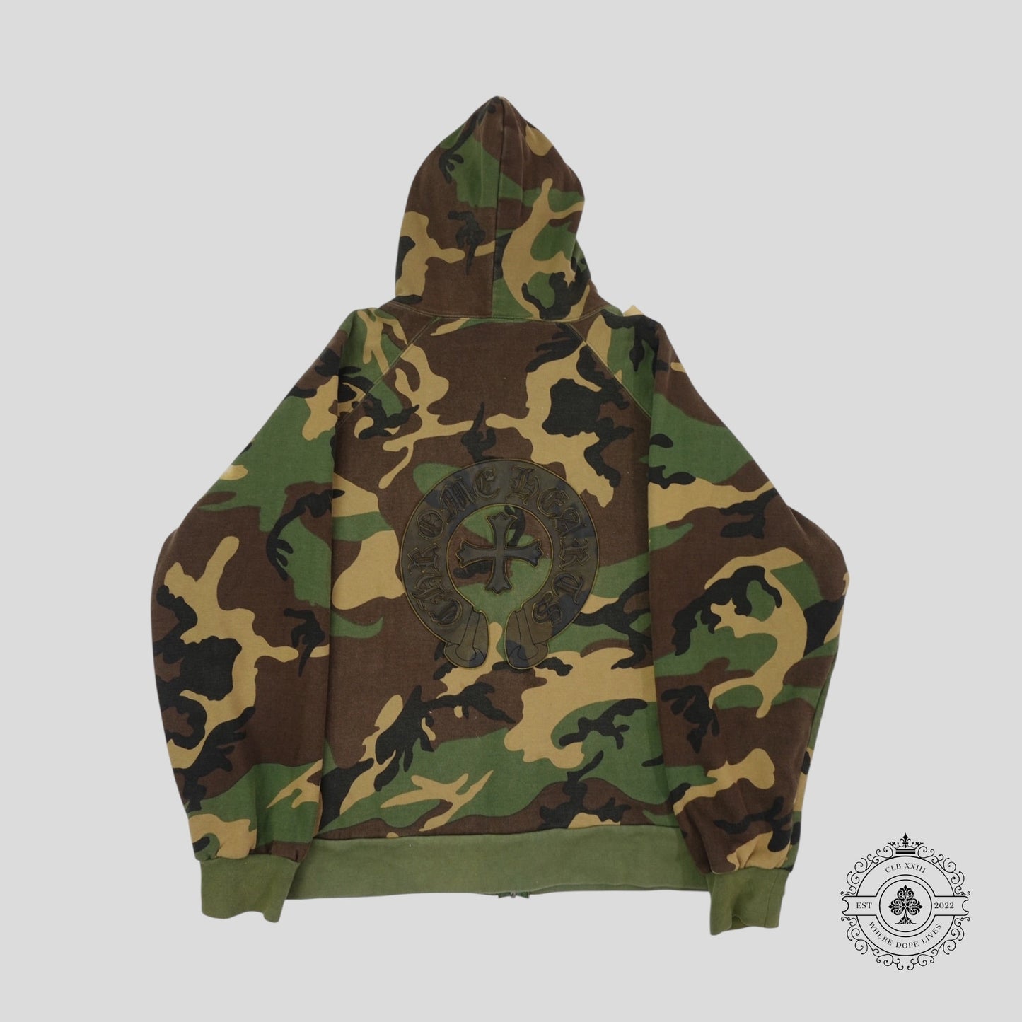 Chrome Hearts Vintage Cross Patch Thermal Zip Up Hoodie