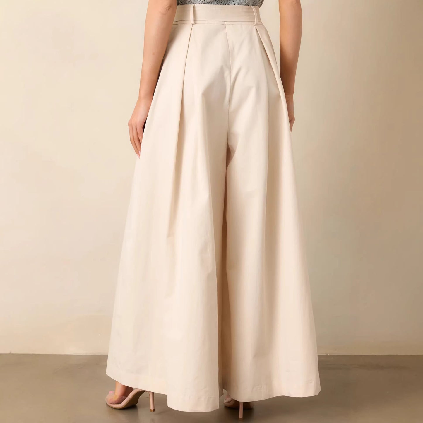 Women Spring Autumn Apricot Straight Leg Pants