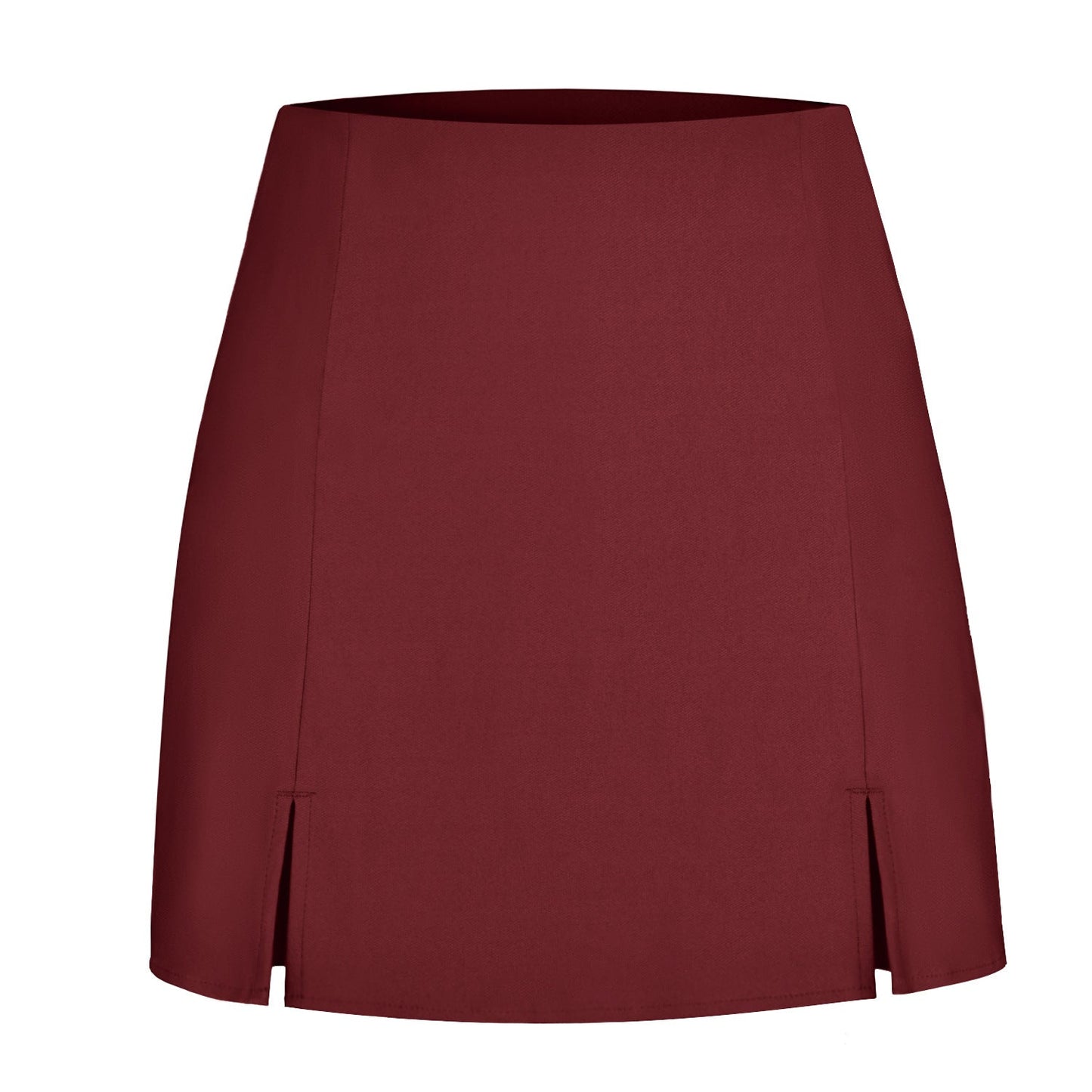 Double Slit Casual Pantskirt Thin Coat with Zip High Waist Short Pantskirt