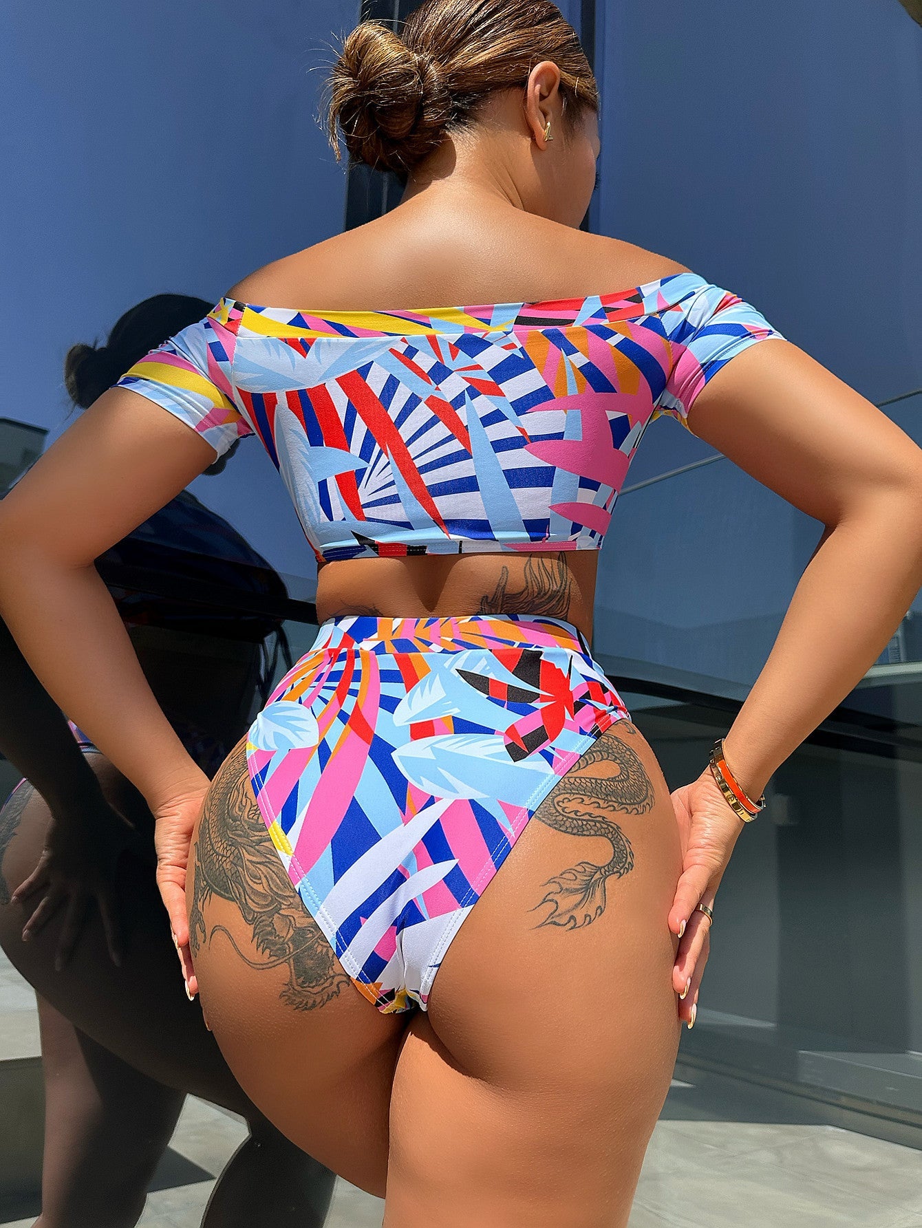 Bikini Printed Foreign Order Swimsuit Bikini Swimsuit Women Fission Swimsuit Crisscross