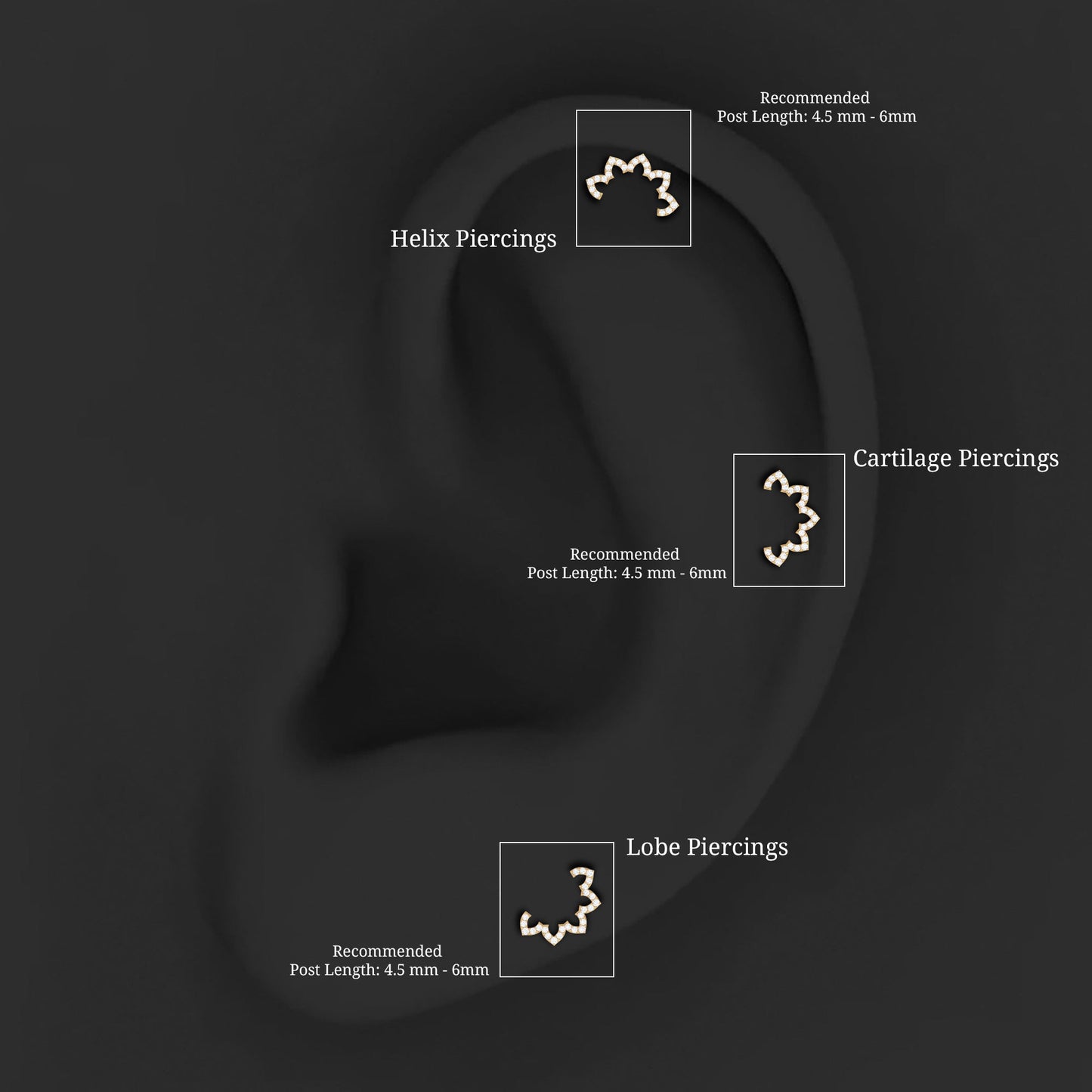 Certified Moissanite Designer Earring for Cartilage Piercing