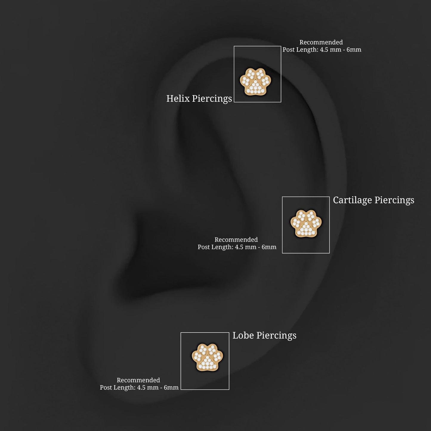 Certified Diamond Paw Cartilage Earring