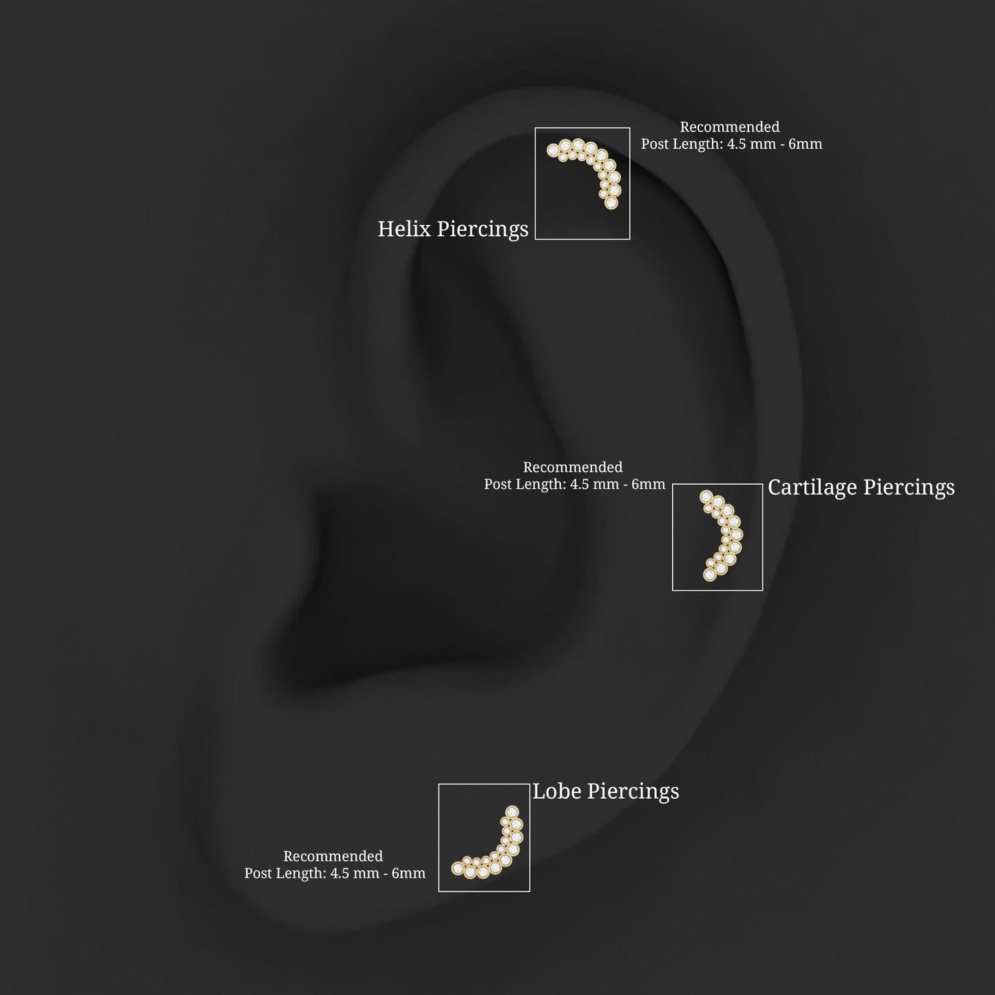 Diamond Curved Crawler Earring in Bezel Set