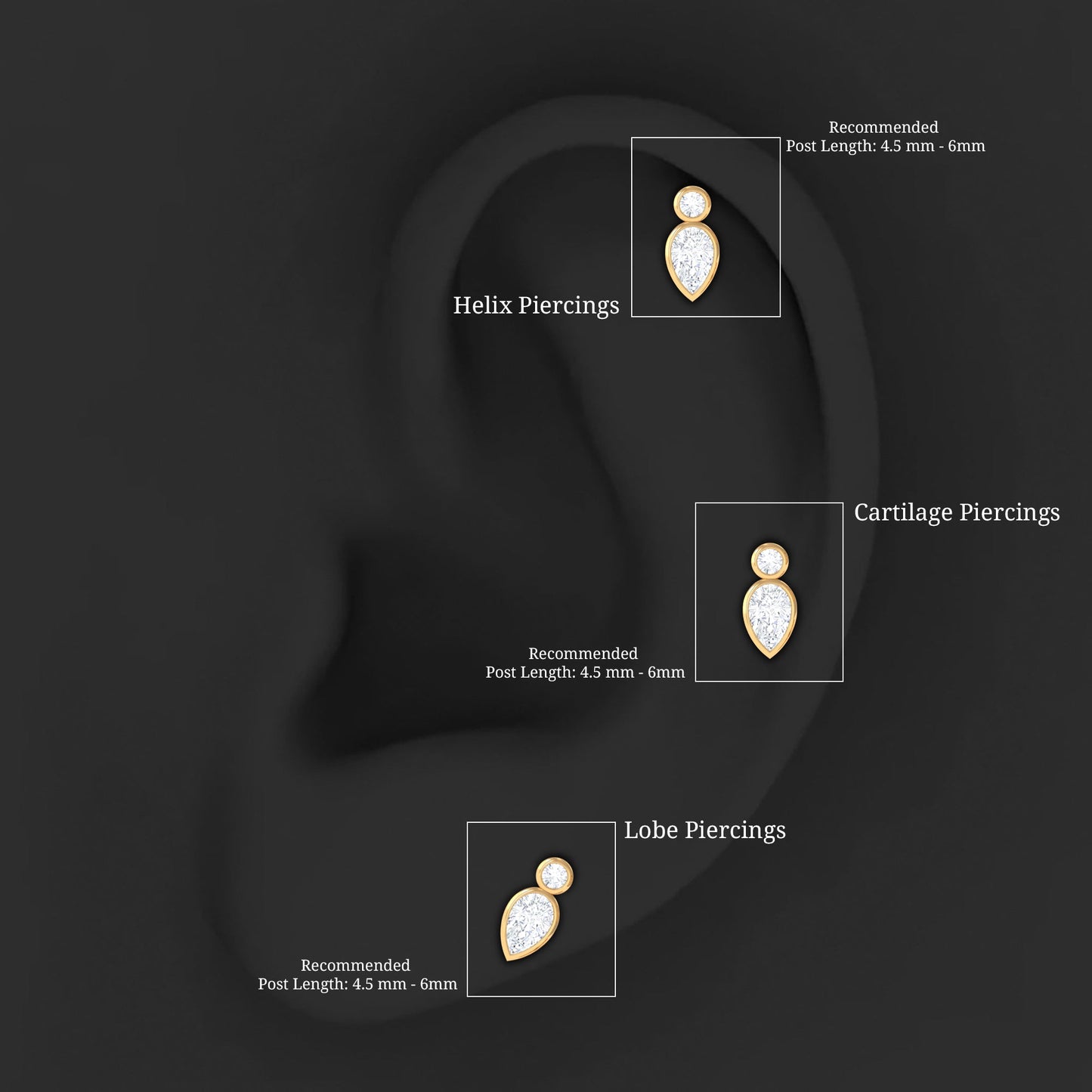 Pear Shape Diamond Two Stone Helix Earring