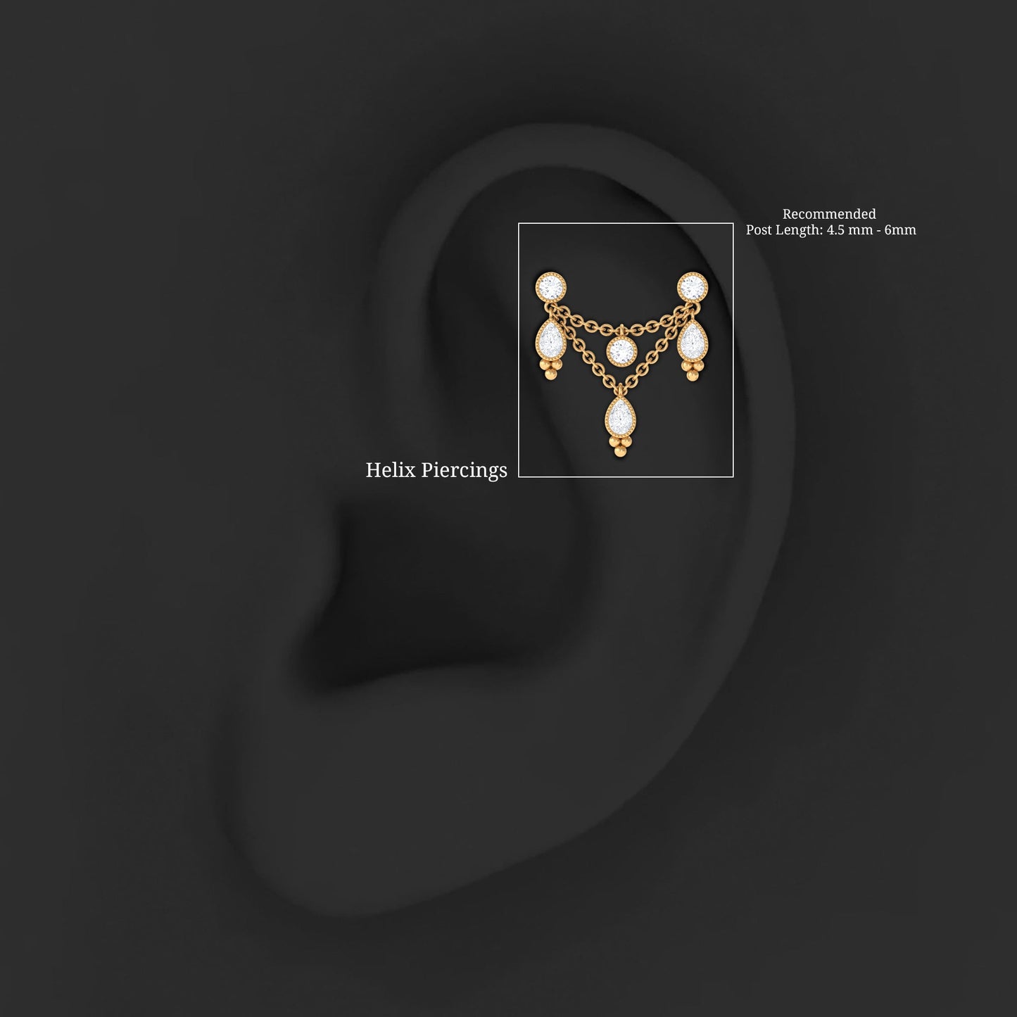 Vintage Inspired Diamond Chain Double Piercing Earring