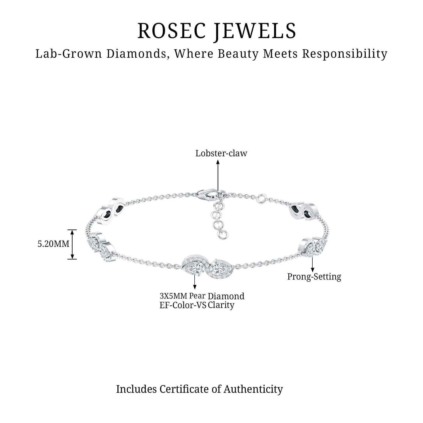 Classic Lab Grown Diamond Station Chain Bracelet