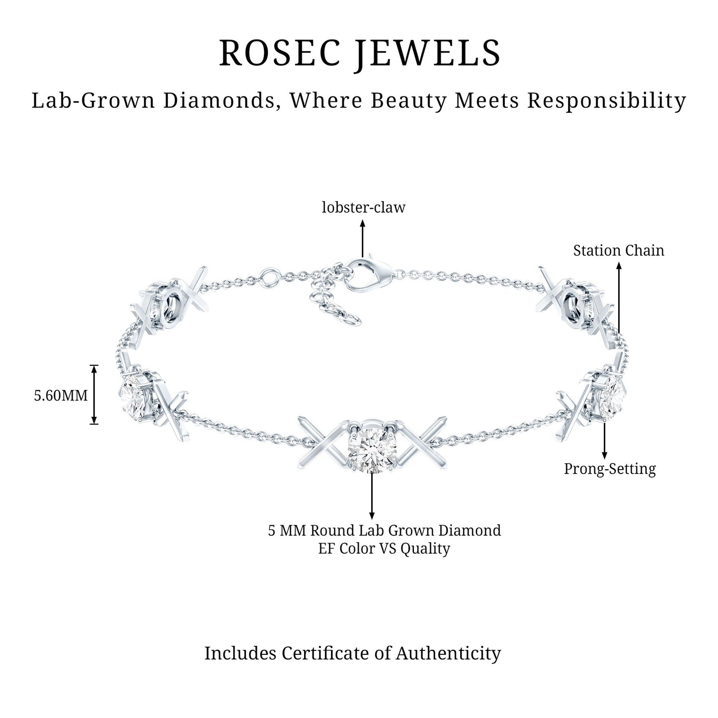 Certified Lab Grown Diamond Bridal Bracelet