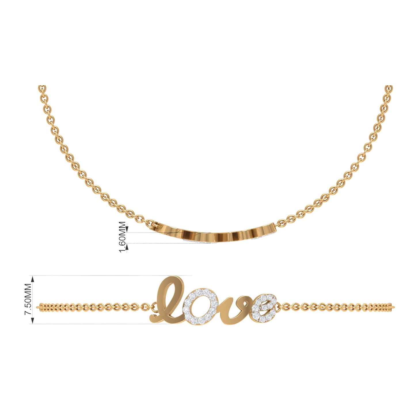 Certified Diamond Love Chain Bracelet