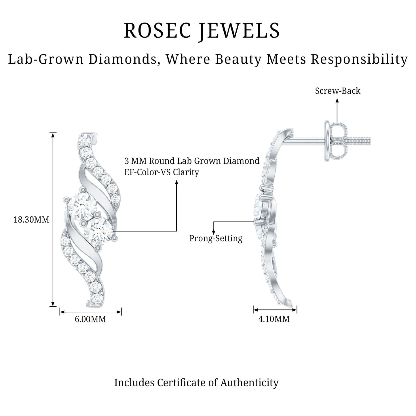 Minimalist Stud Earrings with Lab Grown Diamond
