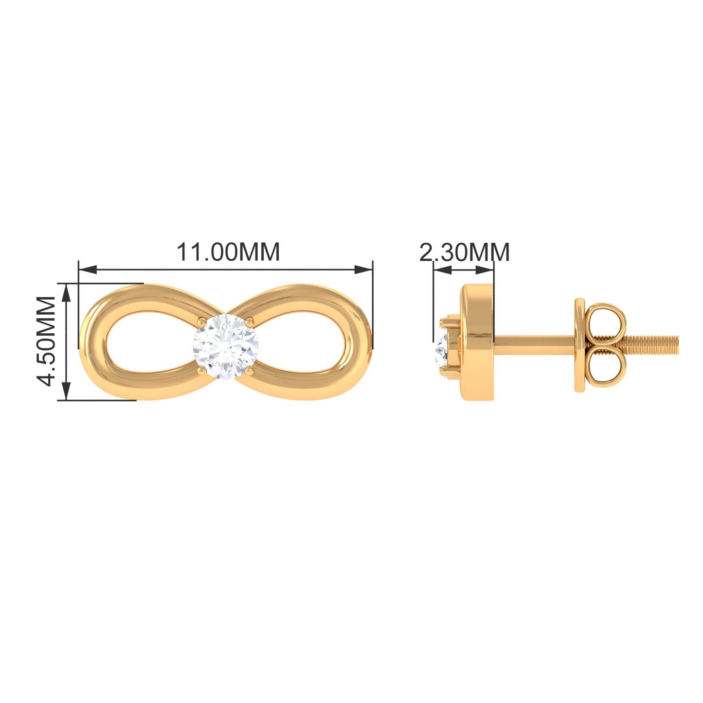 Infinity Stud Earrings for Women with Moissanite