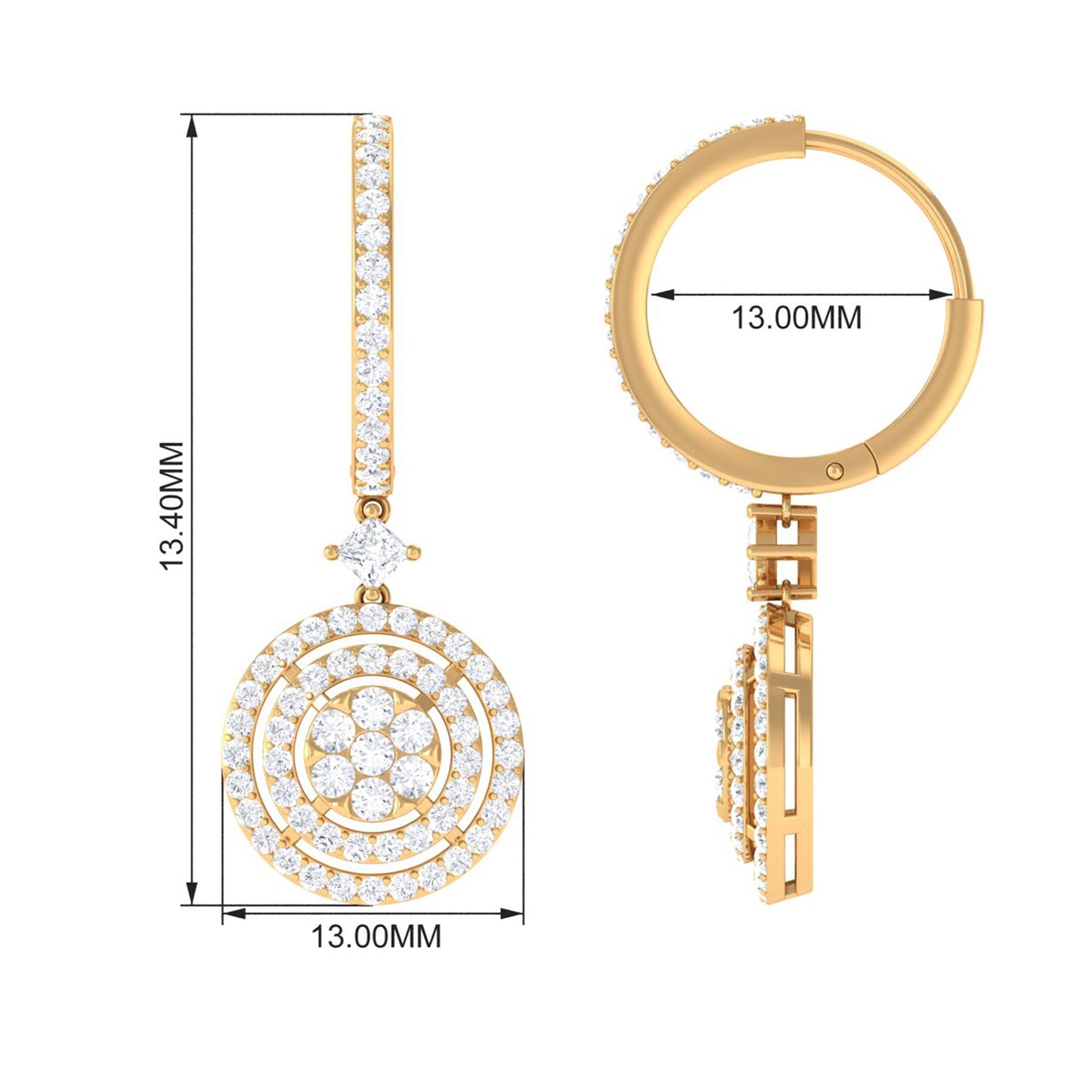 Certified Moissanite Drop Hoop Earrings for Women
