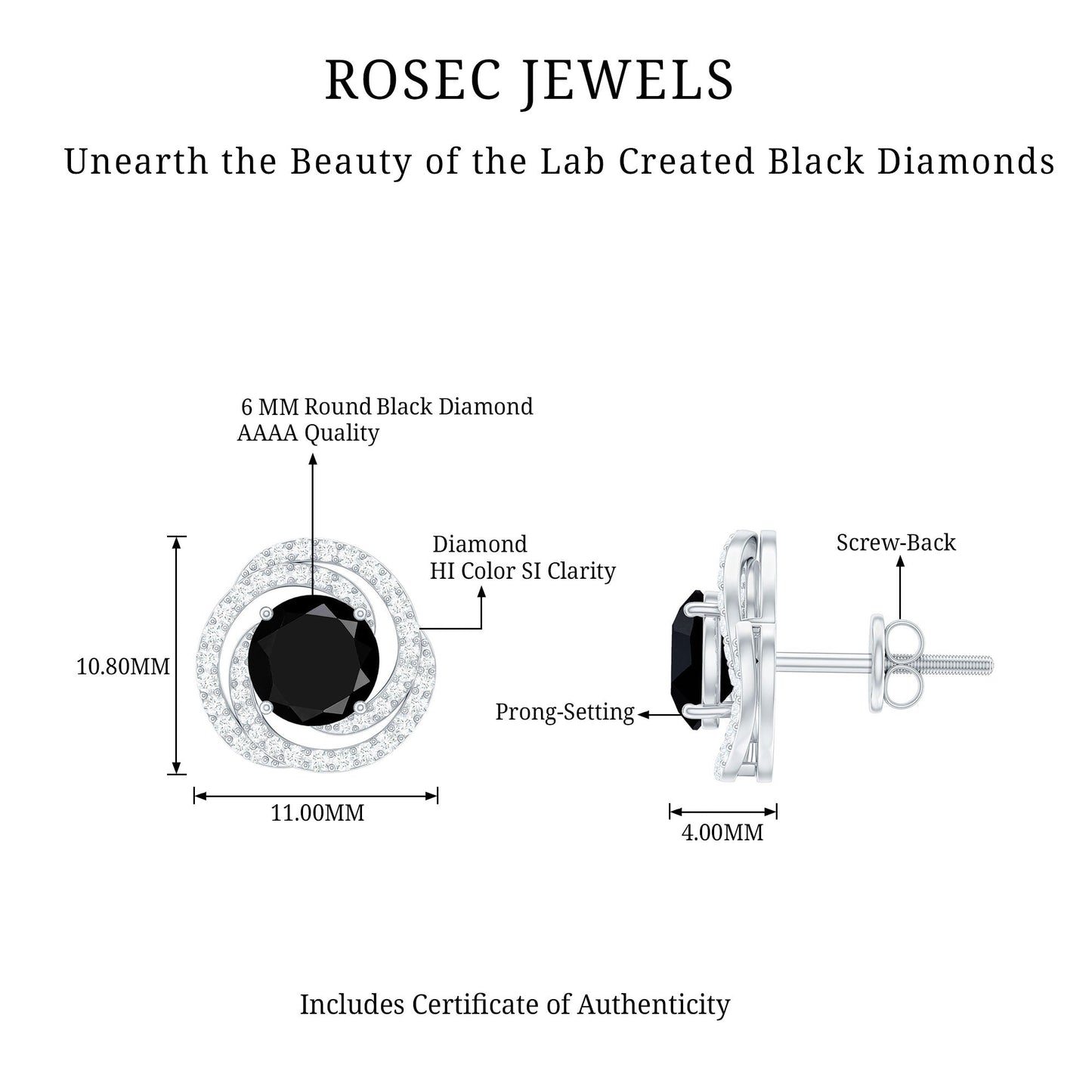 Lab Created Black Diamond Spiral Earrings with Diamonds