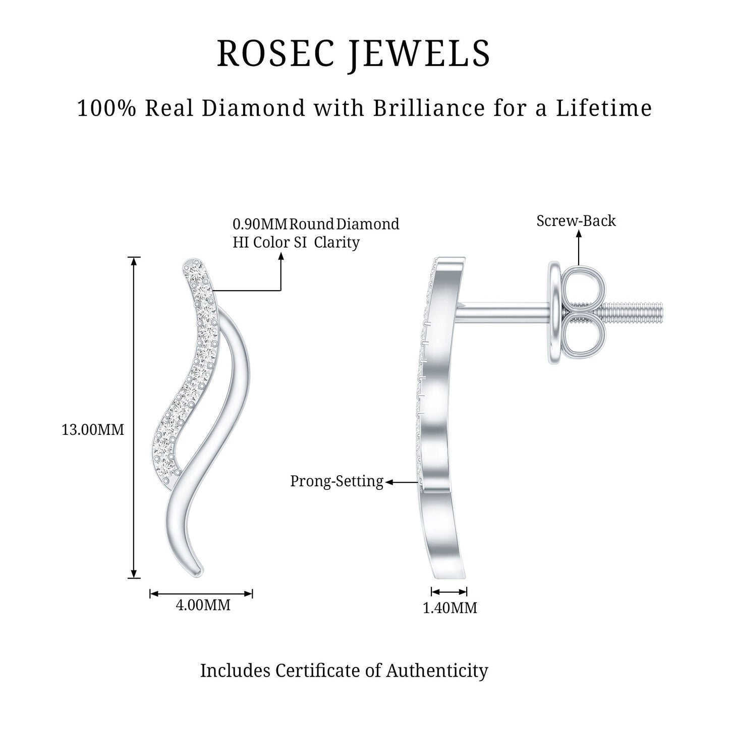 Prong Set Diamond Leaf Stud Earrings for Women