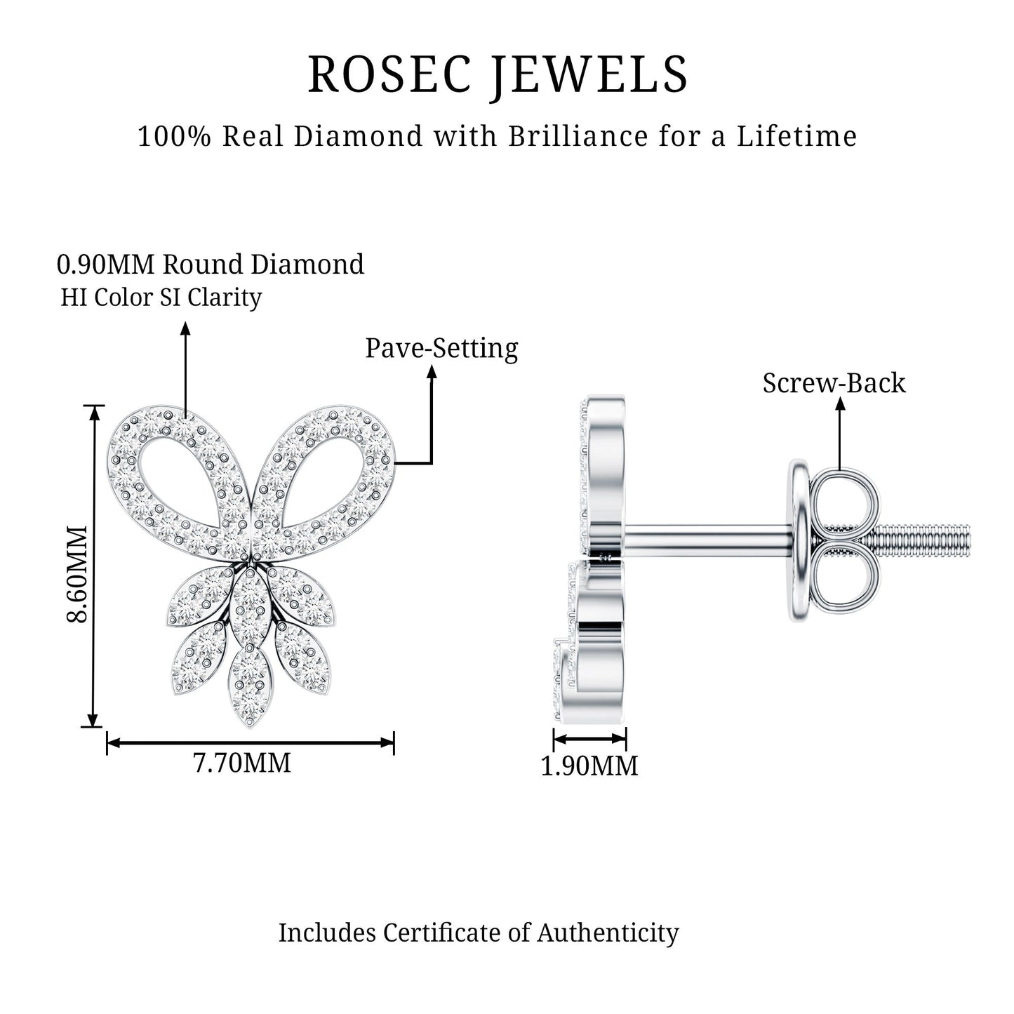 Certified Diamond Bow Earrings For Her