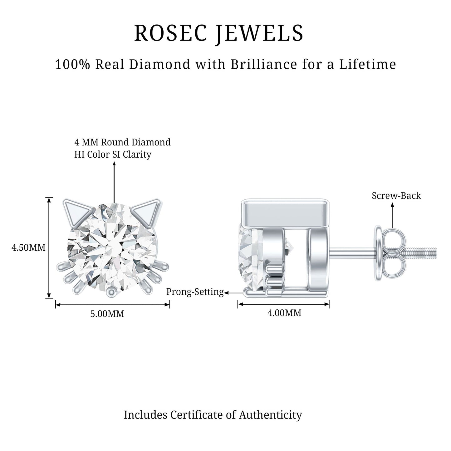 Natural Diamond Cat Stud Earrings
