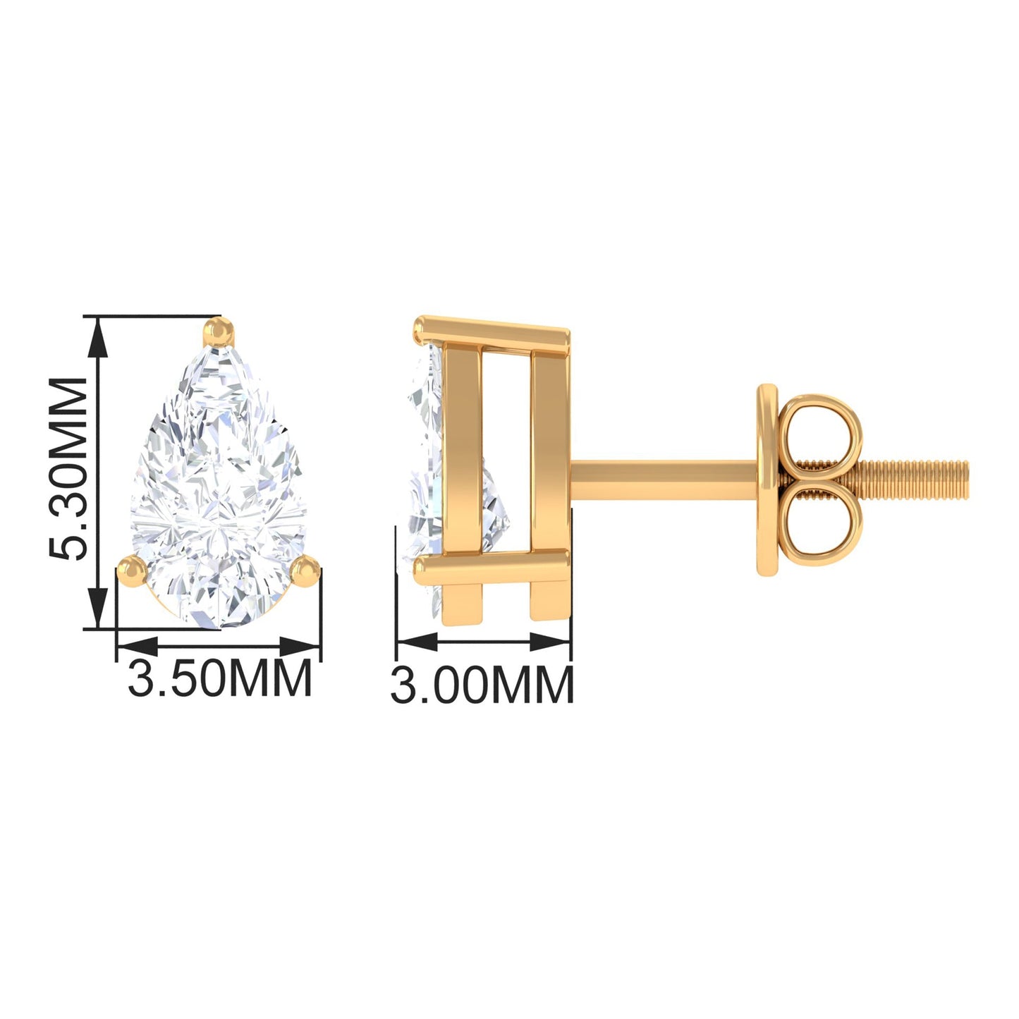 Pear Cut Diamond Solitaire Stud Earrings