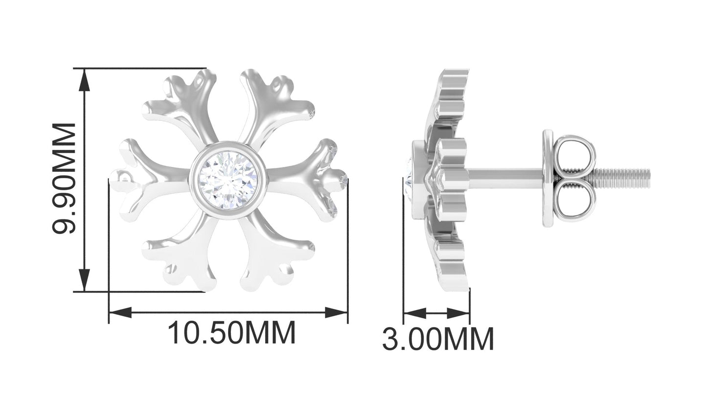 Minimal Diamond Snowflake Earrings with Screw Back
