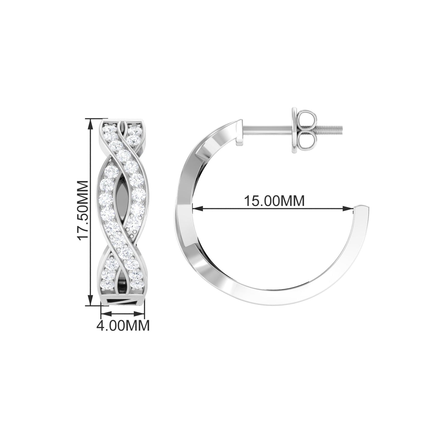 Natural Infinity Style Diamond Hoop Earrings
