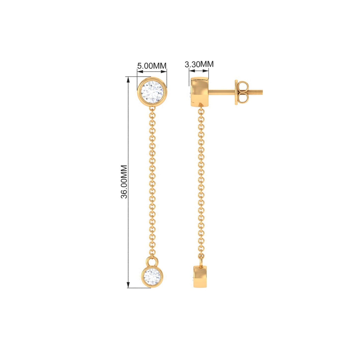 Certified Moissanite Long Chain Dangle Earrings