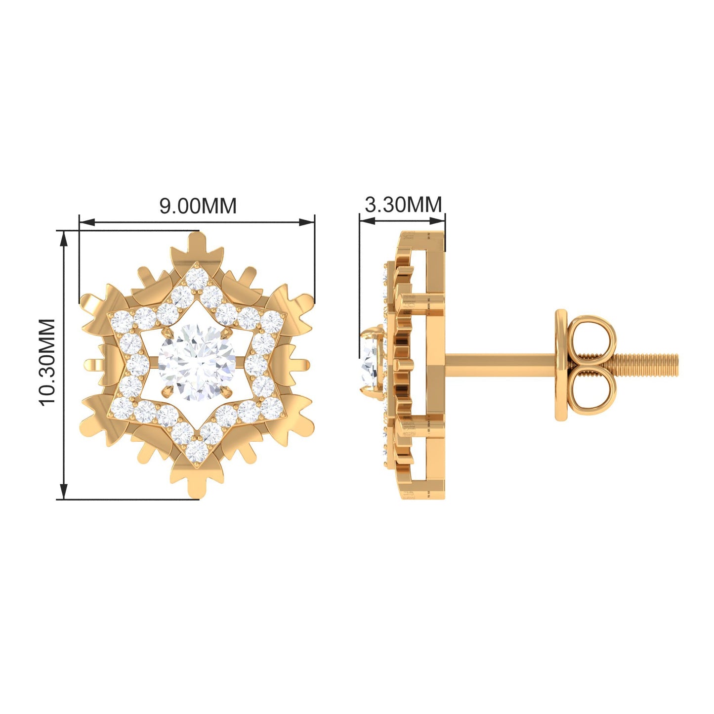 Certified Moissanite Snowflake Earrings for Women