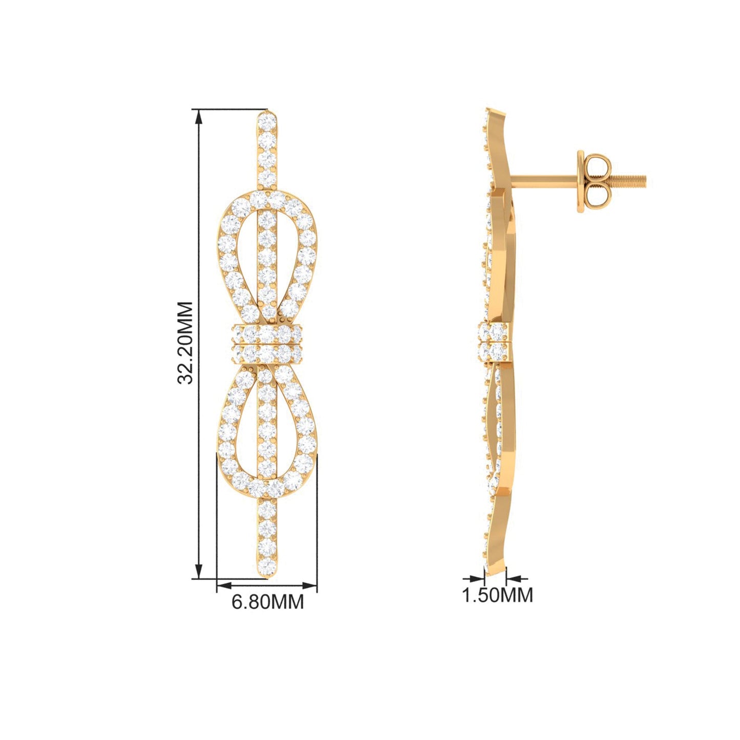 Certified Moissanite Infinity Knot Earrings for Women