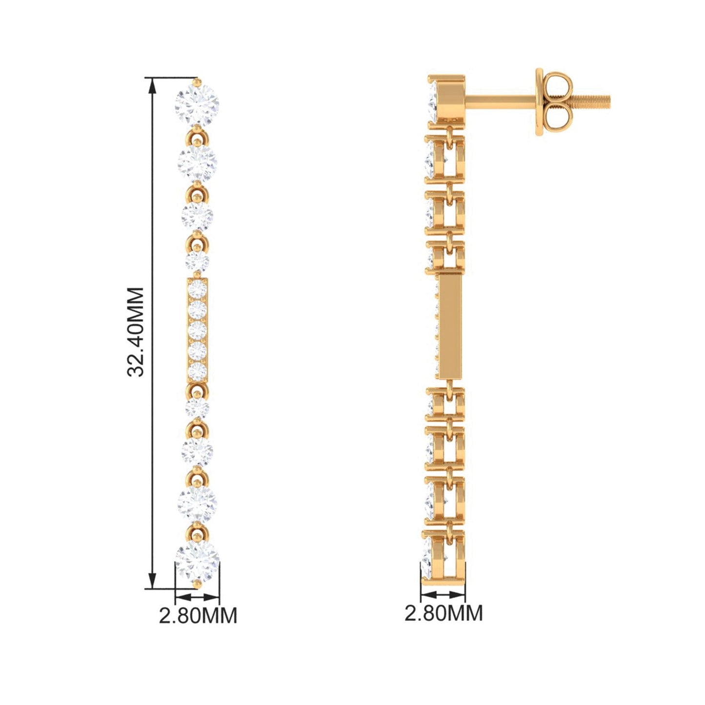 Certified Moissanite Simple Dangle Earrings