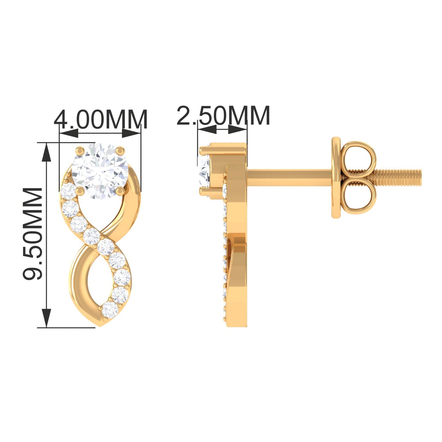 Certified Moissanite Infinity Stud Earrings for Women