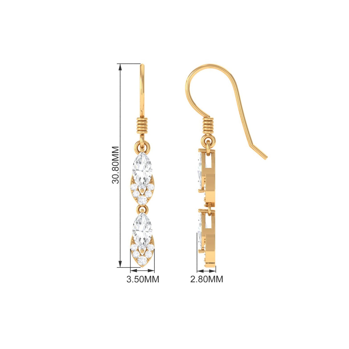 Certified Moissanite Dangle Earrings for Women