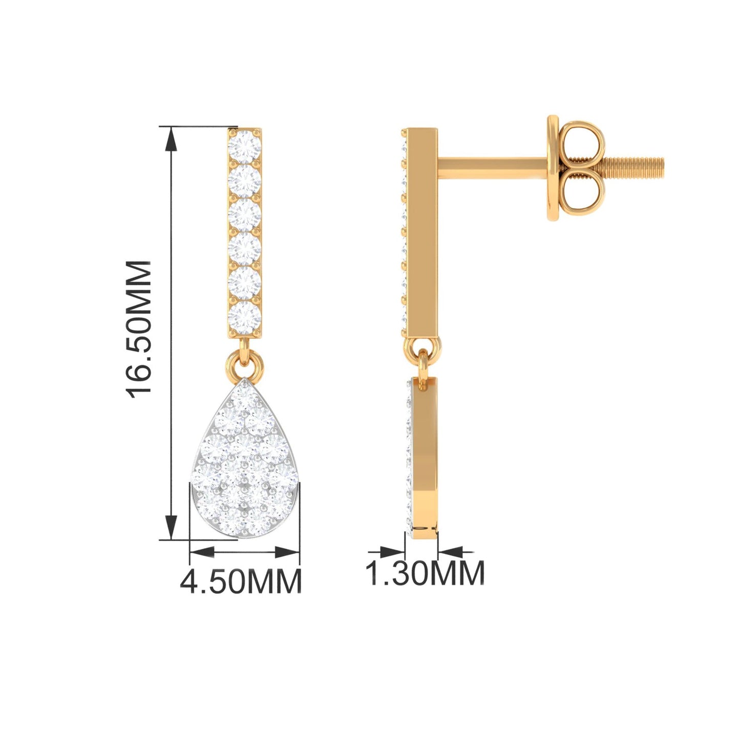 Certified Moissanite Dangle Drop Earrings