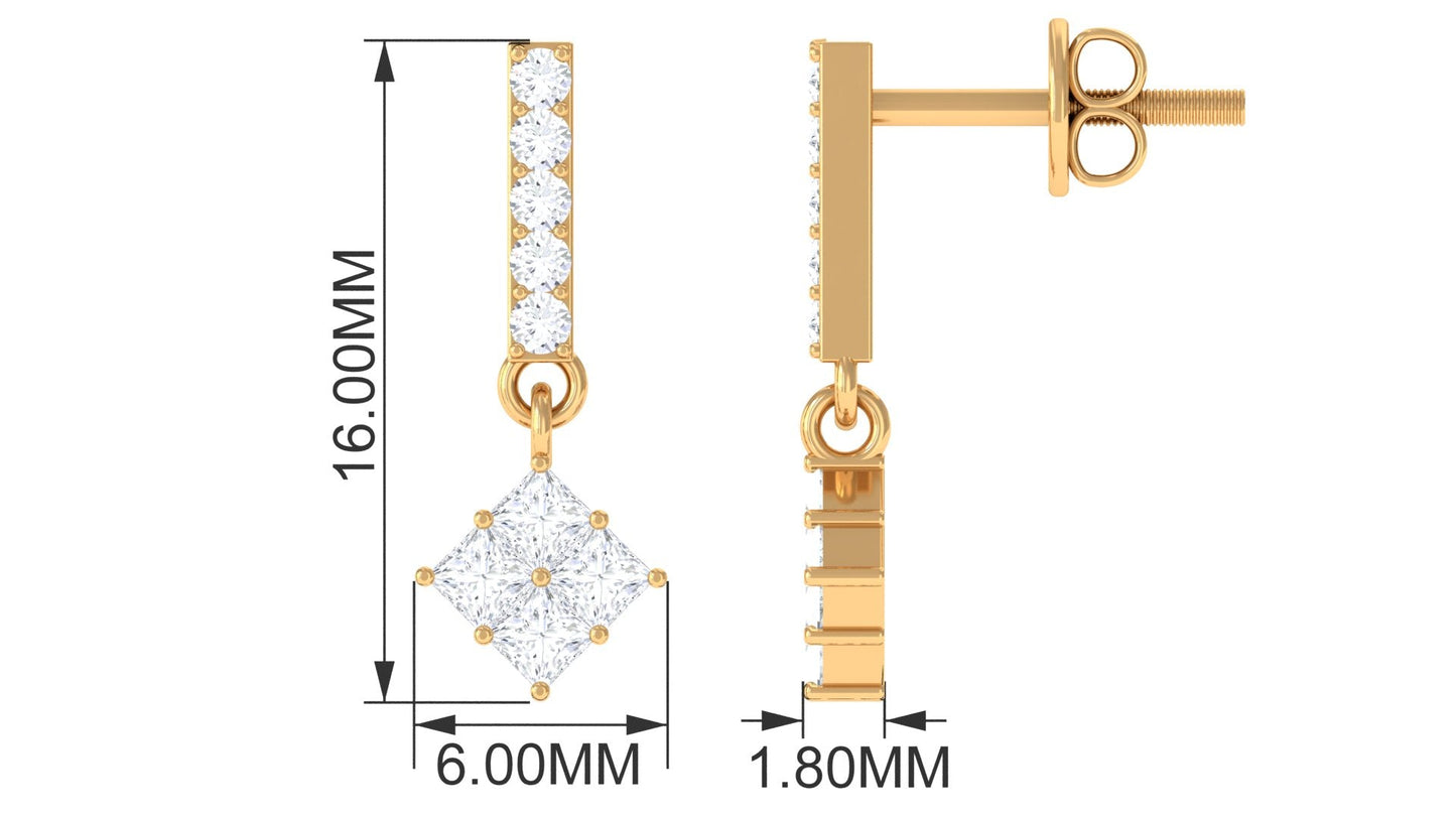Contemporary Moissanite Dangle Drop Earrings