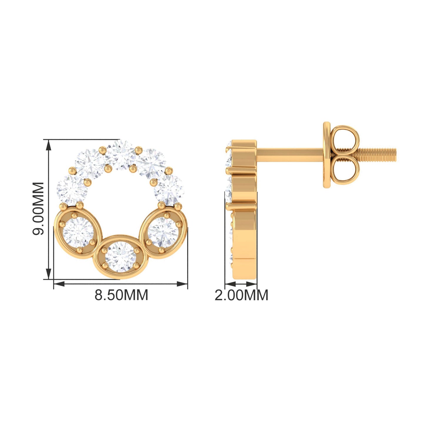 Certified Moissanite Designer Eternity Stud Earrings
