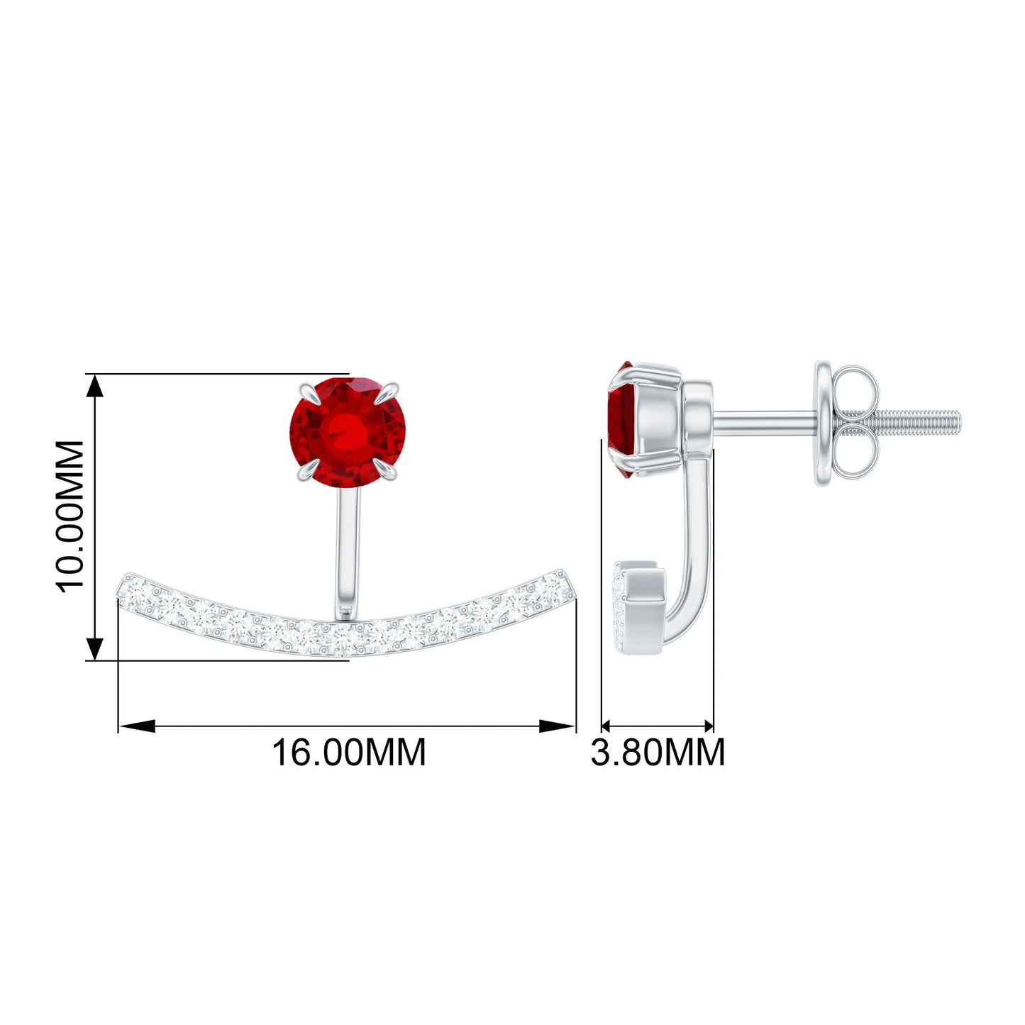 0.6 Carat Lab Grown Ruby and Diamond Classic Jacket Earrings