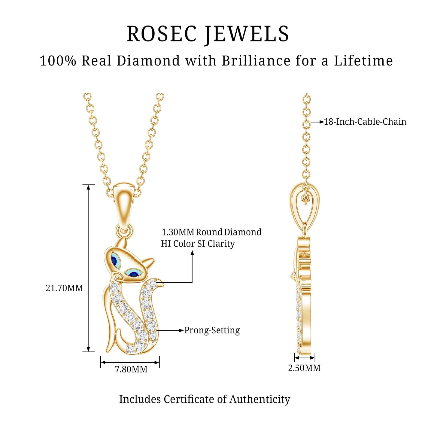 Certified Diamond Kitty Necklace For Women