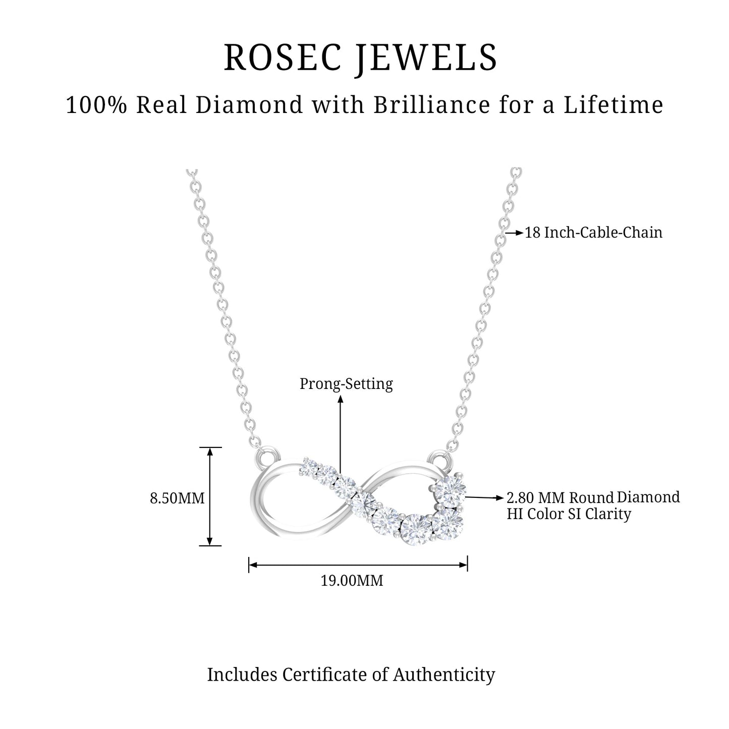 Diamond Infinity Pendant Necklace For Women