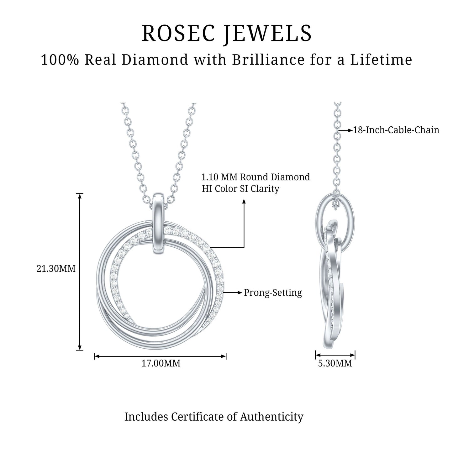Certified Diamond Eternity Circle Necklace For Her