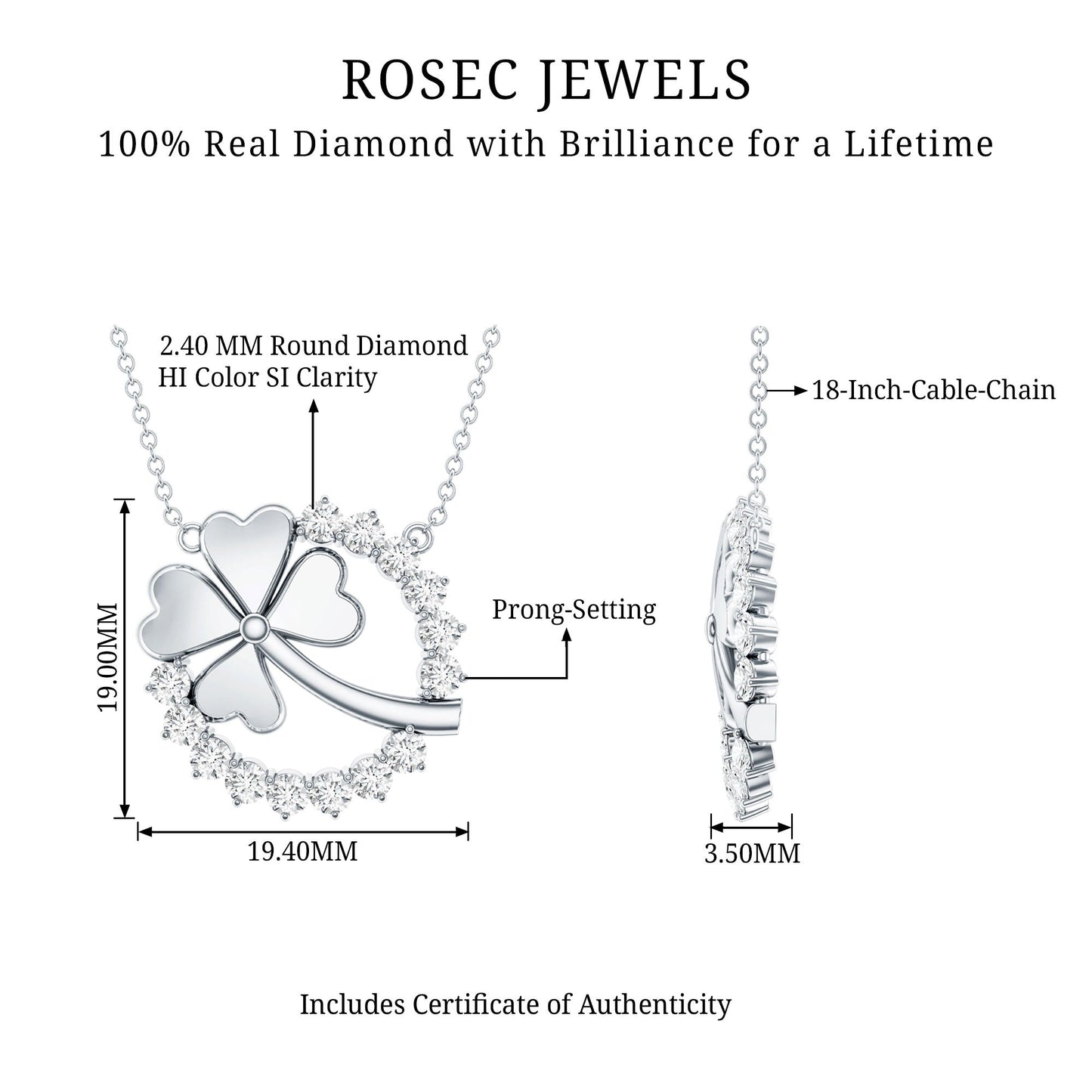 Certified Diamond Lucky 4 Leaf Necklace