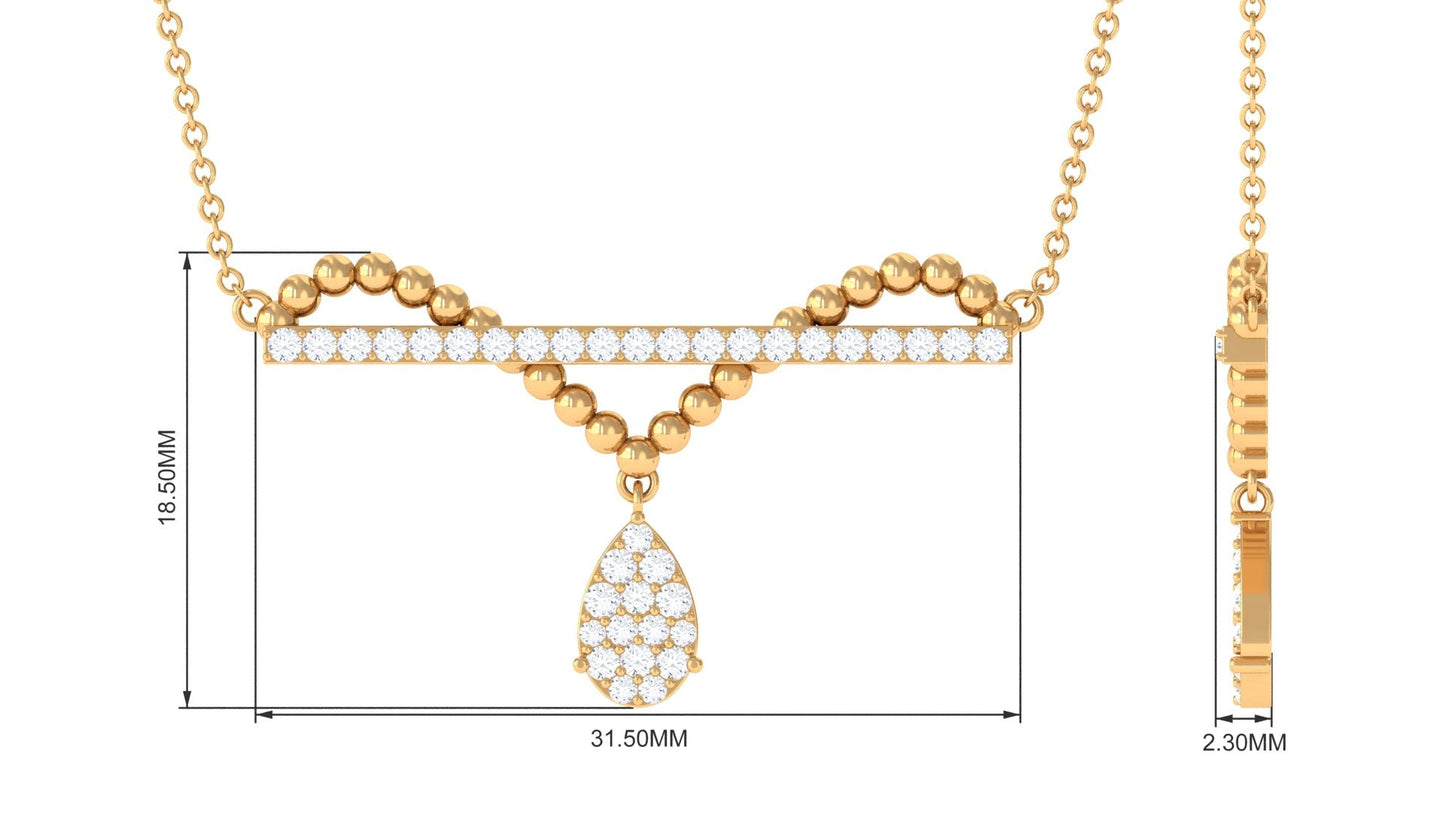 Designer Moissanite Bar Drop Necklace in Pave Setting