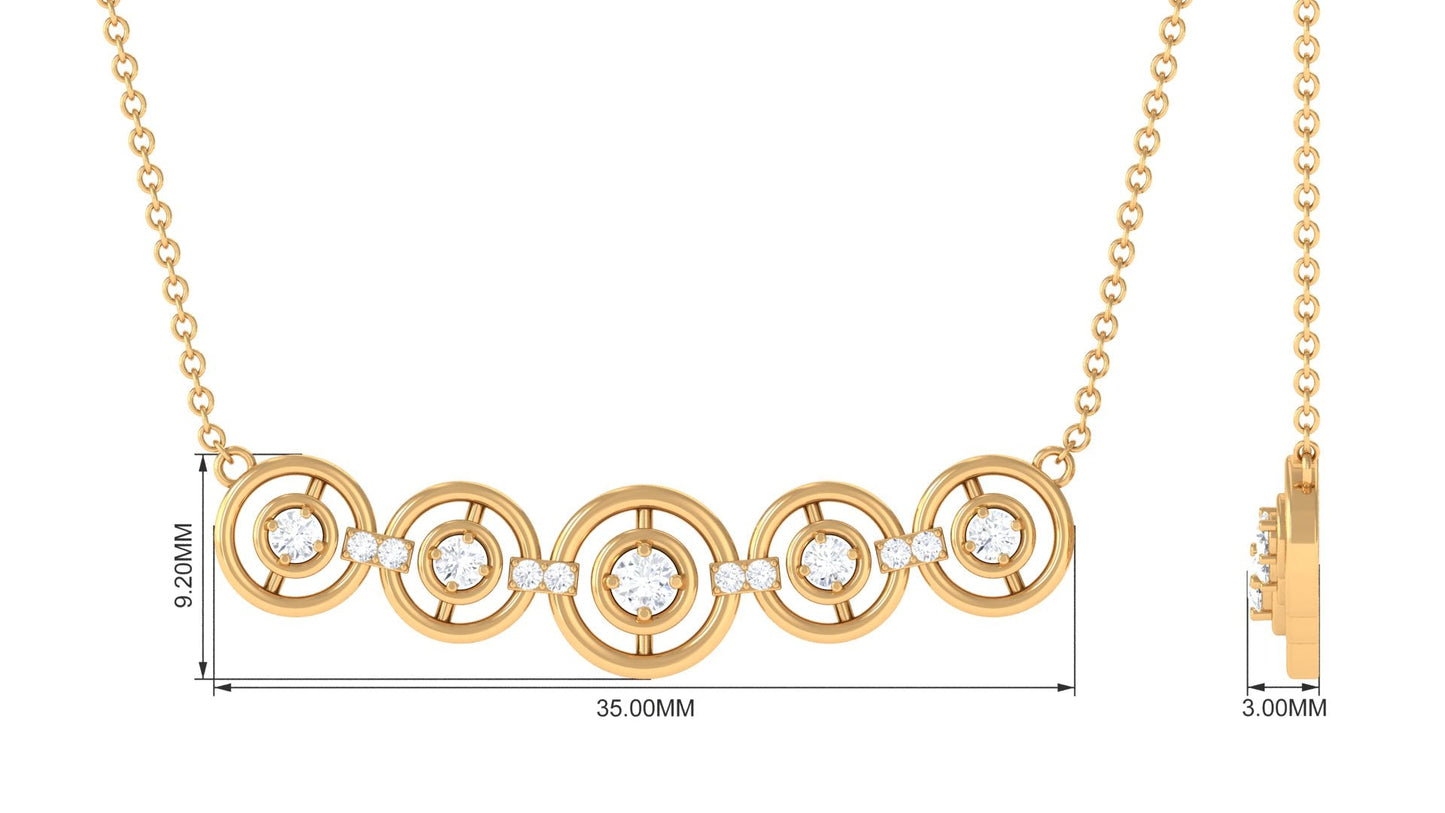 Certified Round Moissanite Bar Necklace for Women