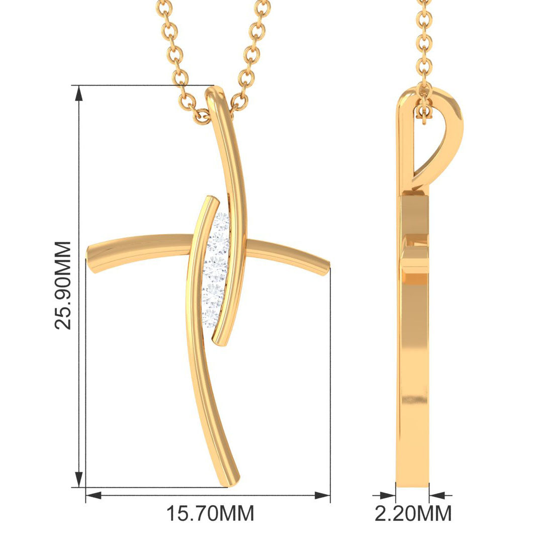 Contemporary Moissanite Religious Cross Pendant Necklace