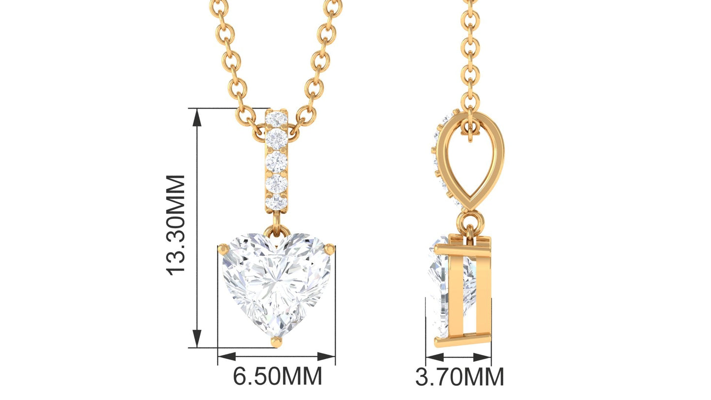 Certified 1.5 Carat Heart Shaped Moissanite Solitaire Necklace
