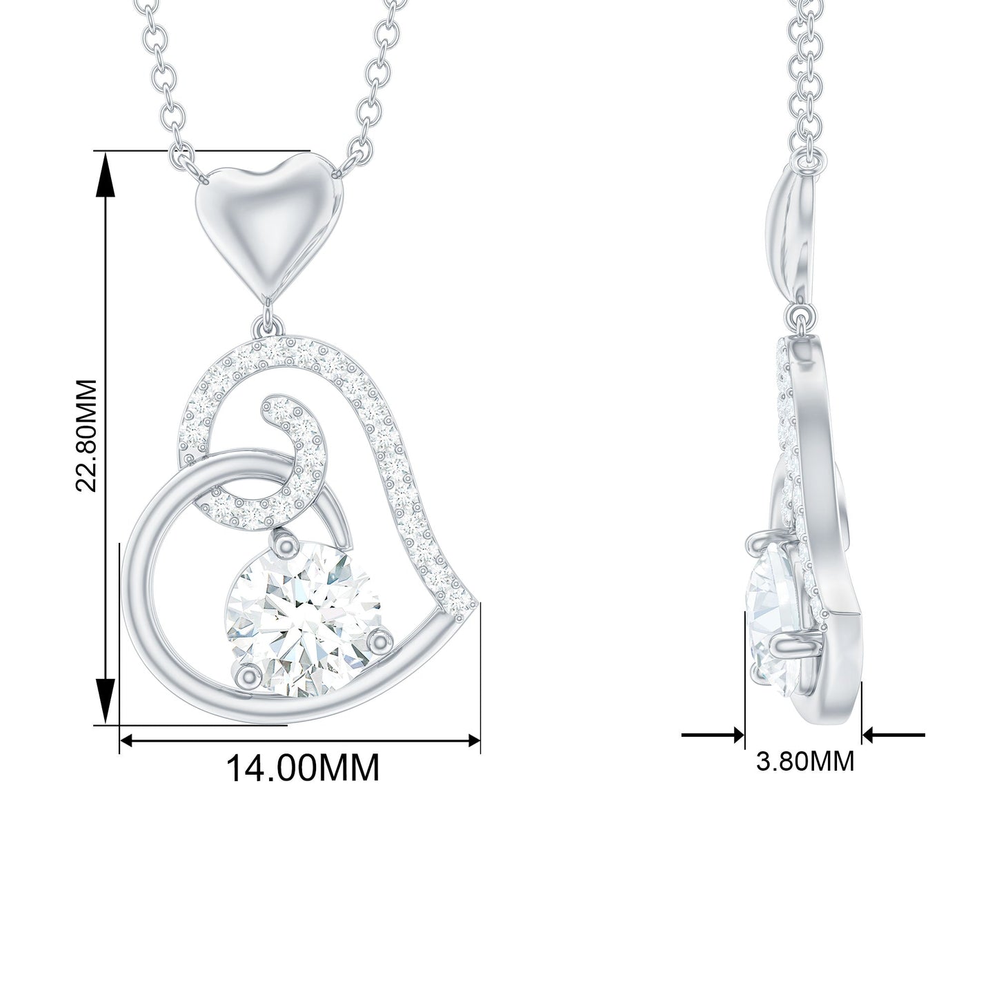 Certified Moissanite Heart Drop Pendant for Women