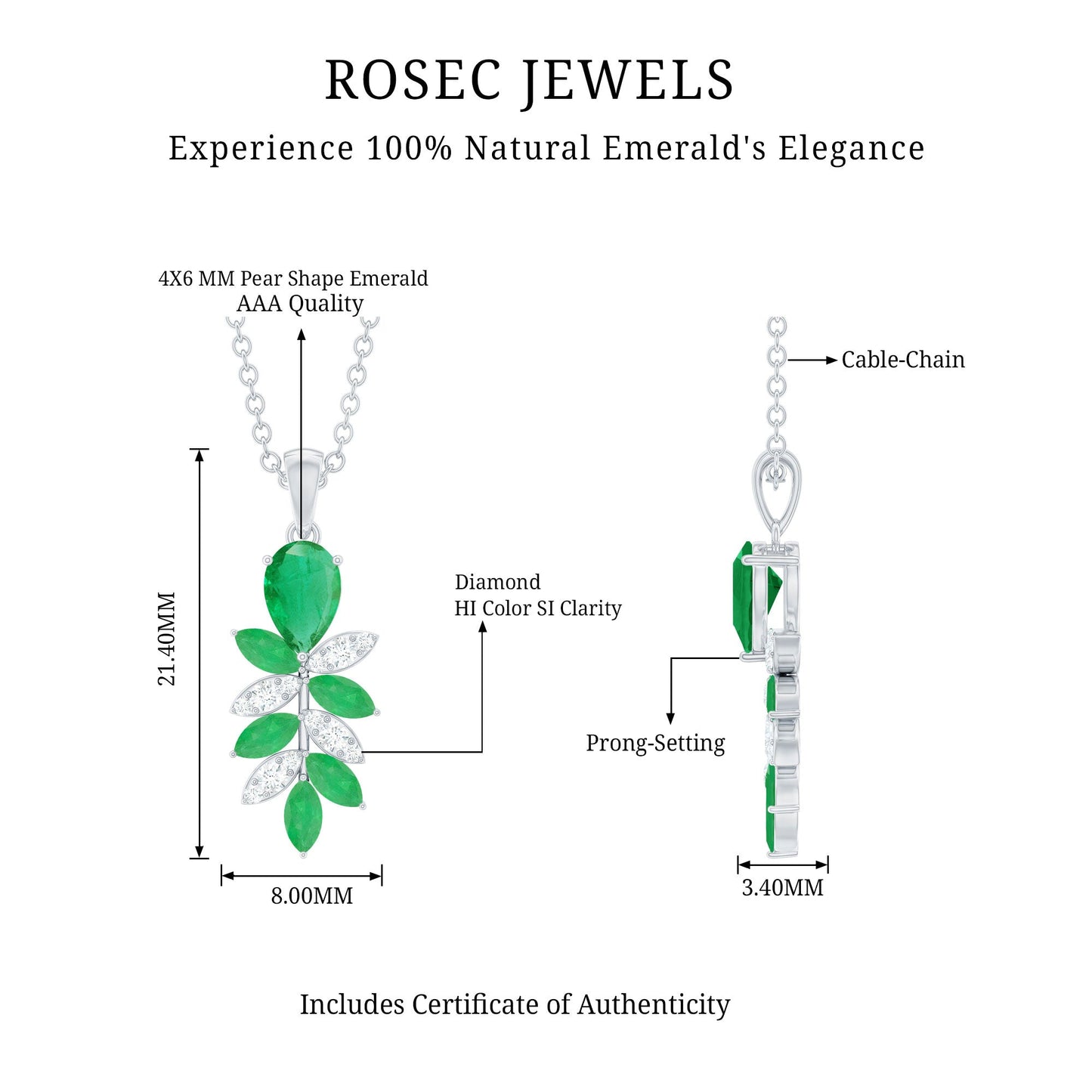 Genuine Emerald and Diamond Designer Bridal Necklace