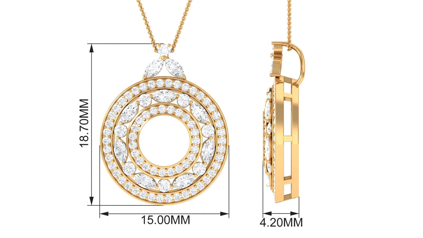 Certified Moissanite Vintage Circle Pendant Necklace